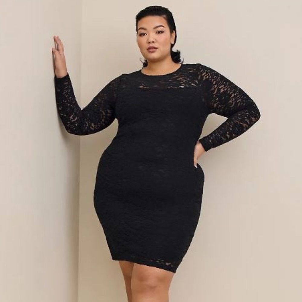 Torrid Plus Size Black Lace Bodycon Dress 1X